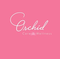 the logo for orchid care wellness on a pink background